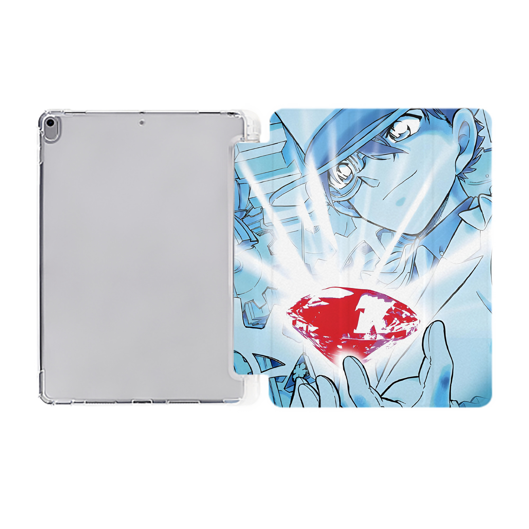（画像用） 名探偵コナン Detective Conan IPad ケース ペン収納付き 三つ折りスタンド PUレザー×シリコン 対応機種9.5/10.5/10.9インチ